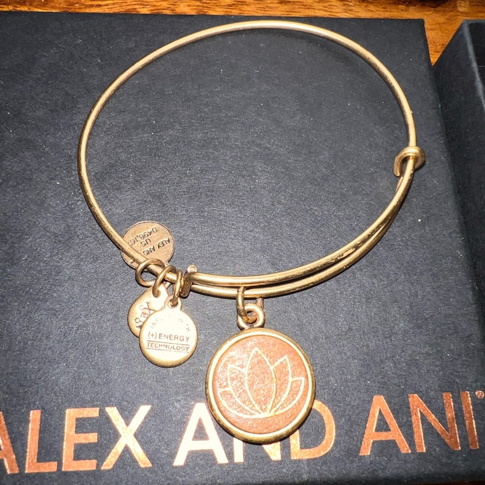 Alex and Ani Lotus Peace Petals Gold Bangle Bracelet